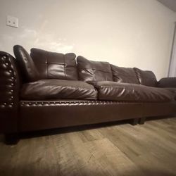 Sofa Couch dark brown faux leather