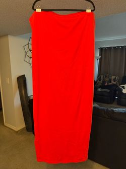 Red Ribbed Midi Tube Dress