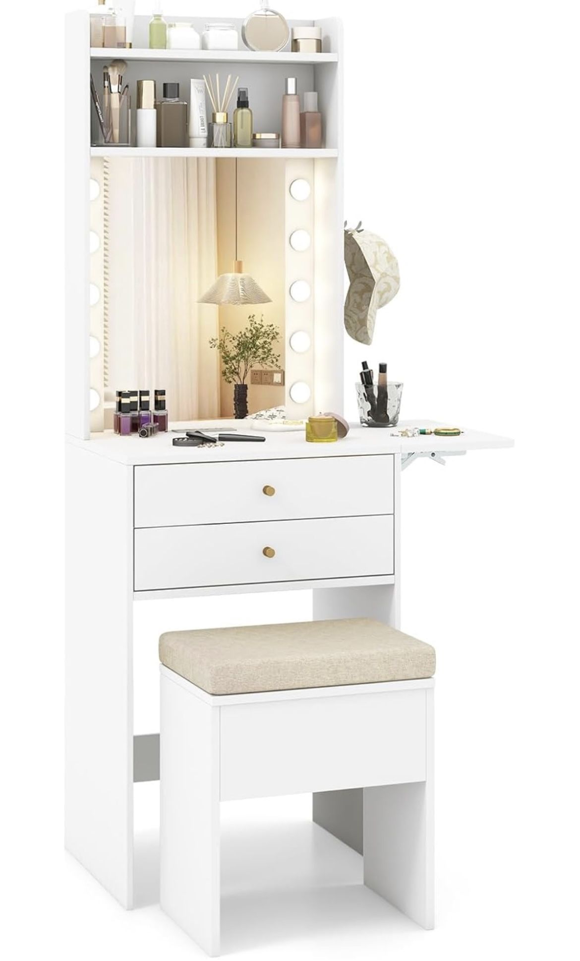 COSTWAY Vanity Desk with Mirror and Lights For Sale $69.00 50%+ OFF Retail $139.99 NEW IN BOX