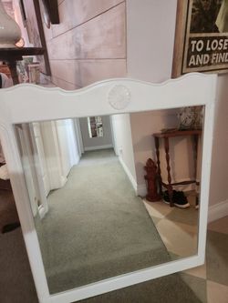 Mirror... White. Shabby Chic Country Or Farmhouse Modern. Solid Wood. Beveled Mirror