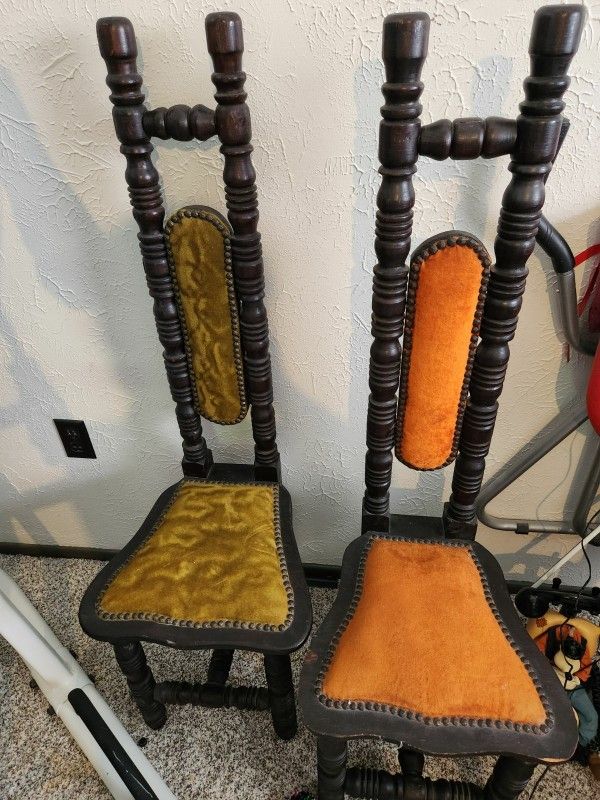 Vintage Antique Jacobean Chairs made in Mexico ,Gothic medieval chairs.