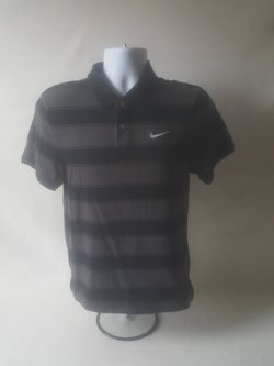 Nike gray/black stripe men's golf polo size S