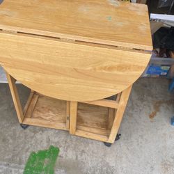 Wooden Table With Rollers
