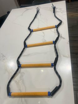 Boat Rope Ladder, Heavy Duty Climbing Rope 450Lbs Strength, 14mm Reinforced Polyester Line, Rigid Resin Step Design, Outdoor Ladder for Inflatable Boa