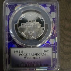 1982-s 90% Silver 50 C Washington Pr69dcam
