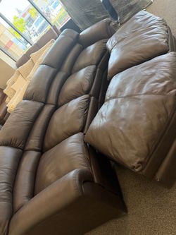 Large Brown Quality Leather Couch🛋️ Deep and Airy-Modular Couch- Matching Ottoman-Same Day Delivery 🚚