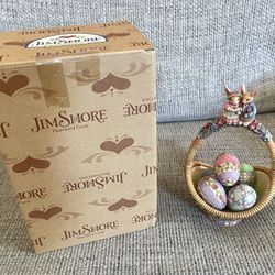 Jim Shore Gathering Joy Easter Basket Figurine with 5 Eggs 9" Heartwood Creek 