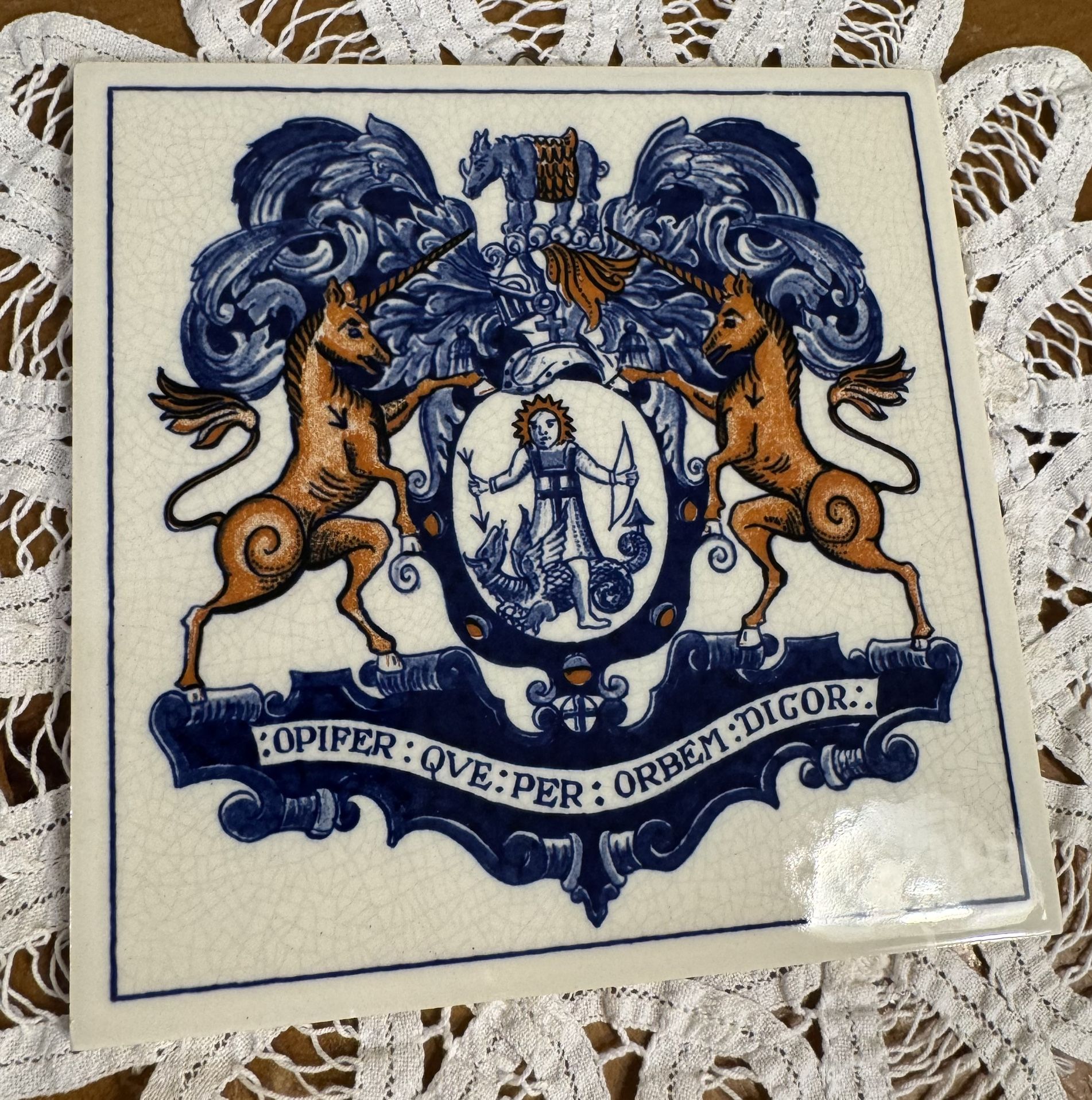 Vintage 1982 Delft Holland Burroughs Wellcome Co Wall Tile
