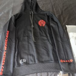 Black/Red Chrome Horseshoe Hoodie L