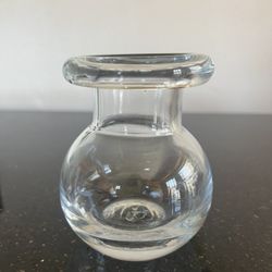 VTG: 60s Italy Handblown Clear Glass Flower Vase . MCM Retro 4 1/2” tall
