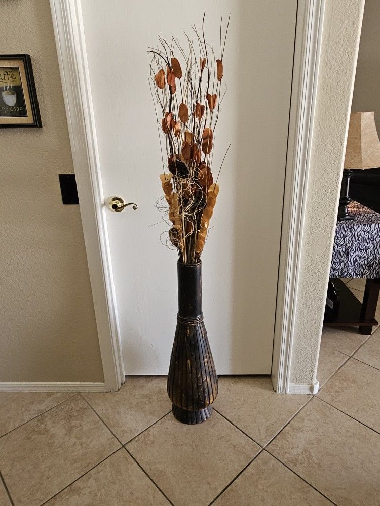 Wood Vase With Filler