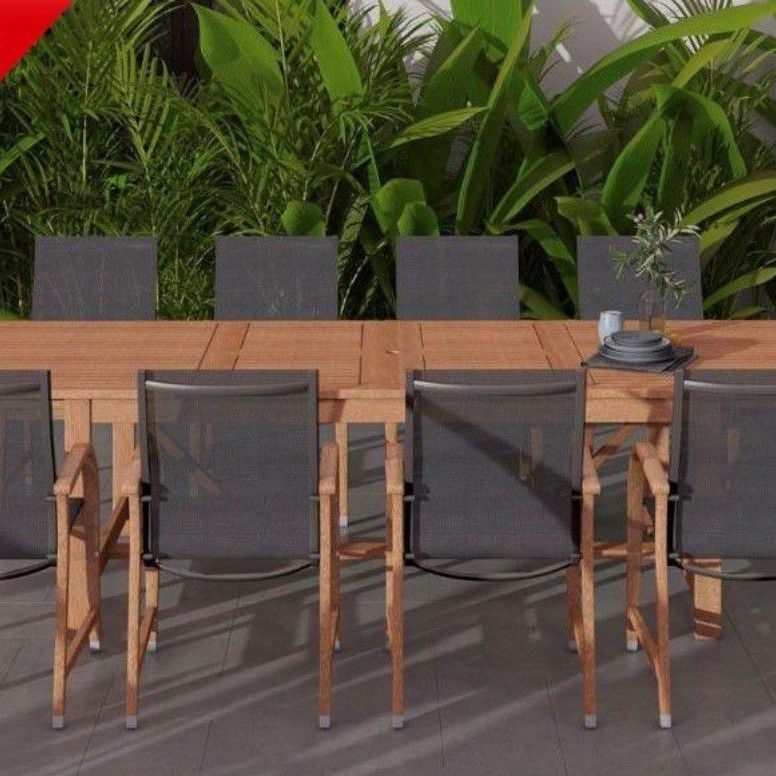 BRAND NEW FRESS SHIPPING Double Leaf Extendable Rectangular 9 Piece 100% Solid FSC Hardwood Patio Dining Set | Ideal Furniture Set For Outdoor
