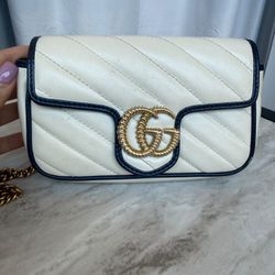 Gucci GG Marmont Super Mini Bag – White/Blue