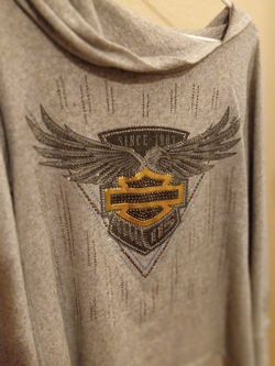 Women's Sequined Harley Davidson Hoodie, Sz Large
