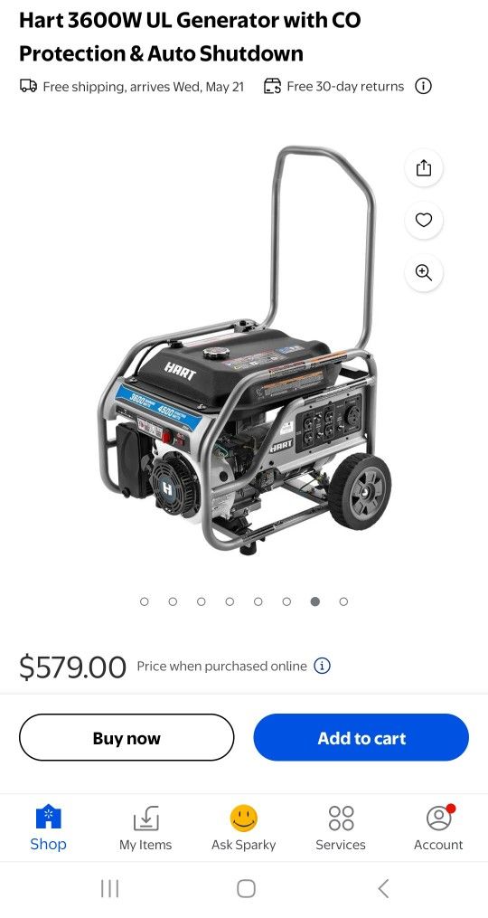 Hart 3600 Watt Gas Generator