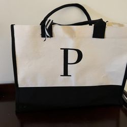 Personalized “P” Initial Canvas Bag