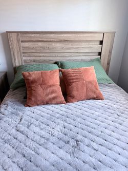 Gray Bed Frame & Matching Nightstand Set