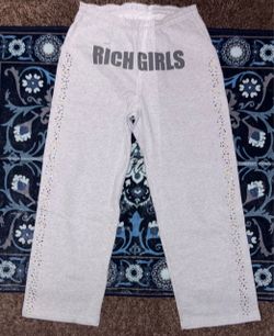 ALOCS X RICH GIRLS RHINESTONE GRAY PANTS