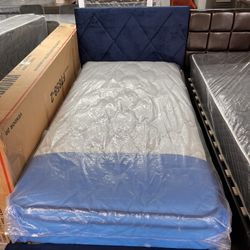 Twin Platform Bed Frame With Twin Regular Mattress NEW