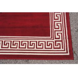 Vintage Taj Mahal Red & White Gecian Greek Key Area Rug