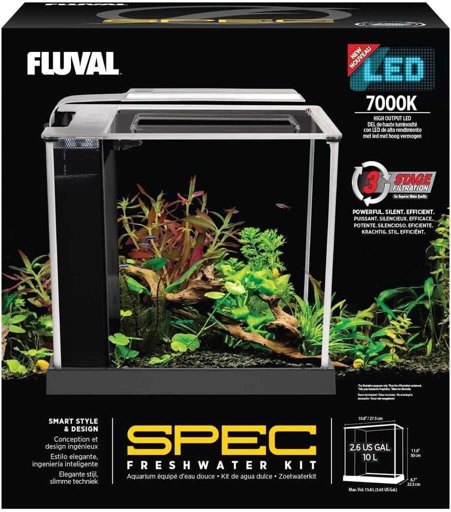Fluval SPEC Freshwater Aquarium Kit, Aquarium with LED Lighting and 3-Stage Filtration