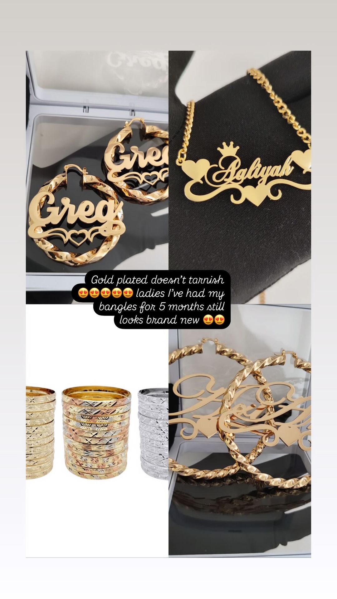 Custom Gold plated Necklaces And Earrings And Bangles !