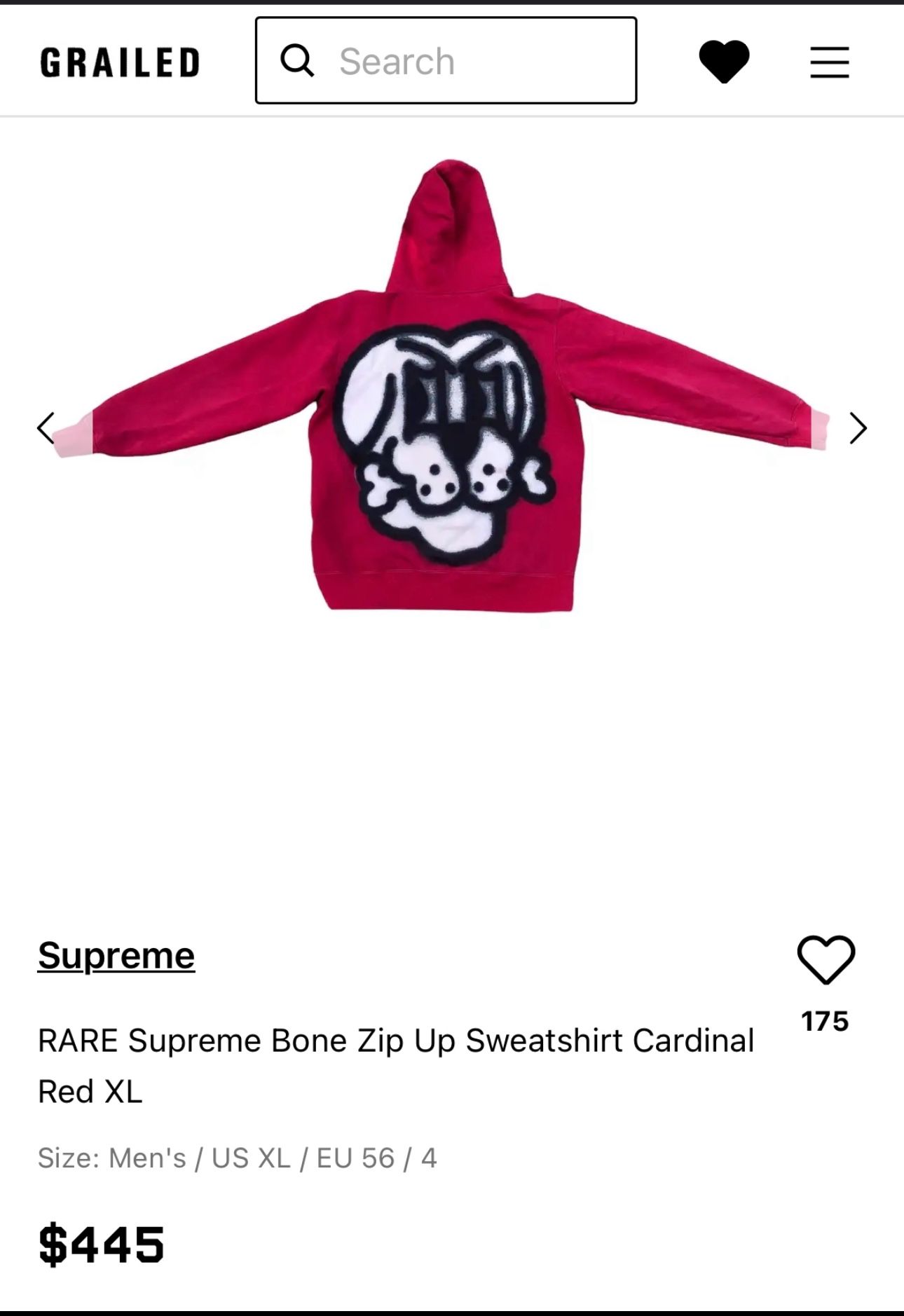 Supreme Bones ZipUp Size XL