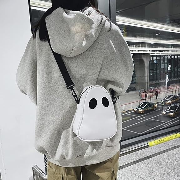 Halloween Purse Ghost Crossbody Bag for Women Men Novelty Ghost Purse Shoulder