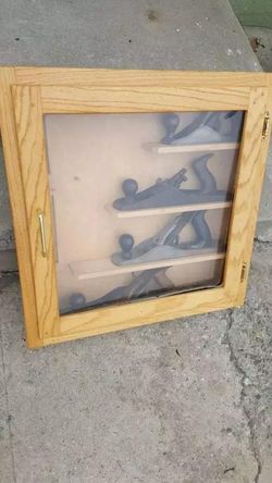 Woodworking Hand Planes With Display Wood Cabinet plane