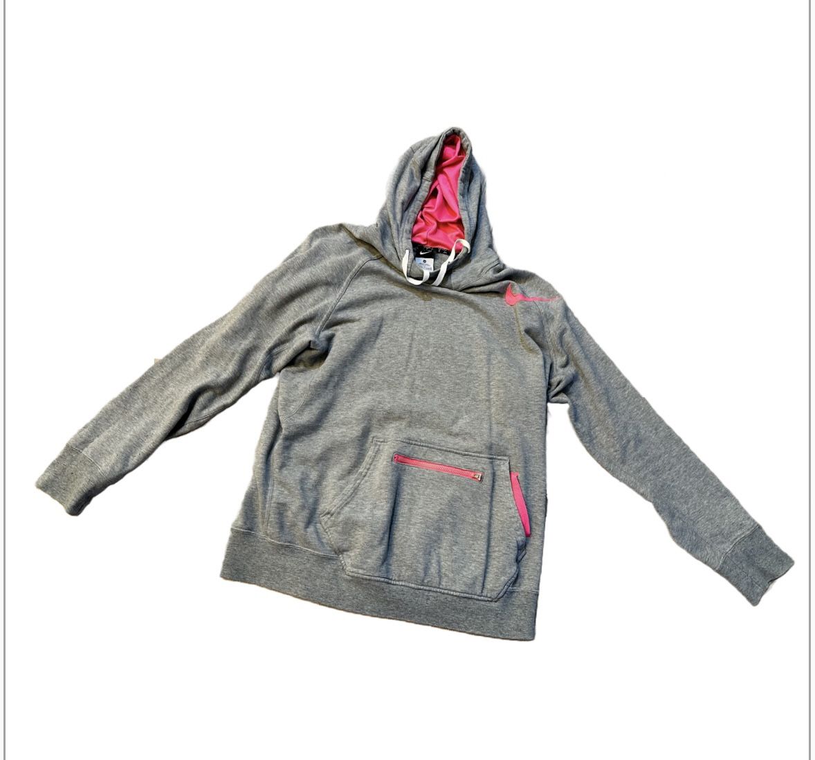 Nike Hoodie Ladies Size Medium Gray & Bright Pink With Pockets