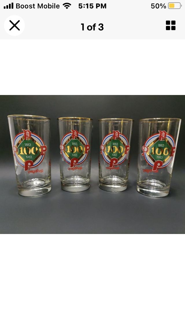 1983 PHILADELPHIA PHILLIES 100th Anniversary Tumblers 