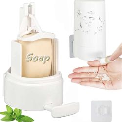 Bar Soap Dispenser, Soap Grinder for Bar Soap Wall-Mounted, No Drilling Waterproof Bar Soap Shaver Dispenser, 3-Speed AdjustableBar Soap Grinder Dispe