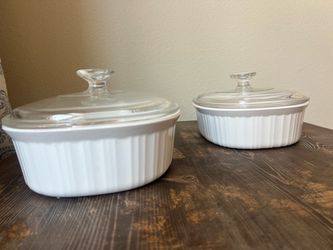 CorningWare French White Oval Casserole Dishes with Pyrex Lids