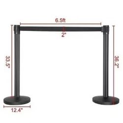 😀 2Pcs Retractable Belt Stanchion Set with 6.5FT Black Retractable Belt Crowd Control Barriers Queue Barriers Security Pole Posts