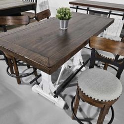 Valebeck Brown 5 Piece Counter Height Dining Table and 4 Barstools Set