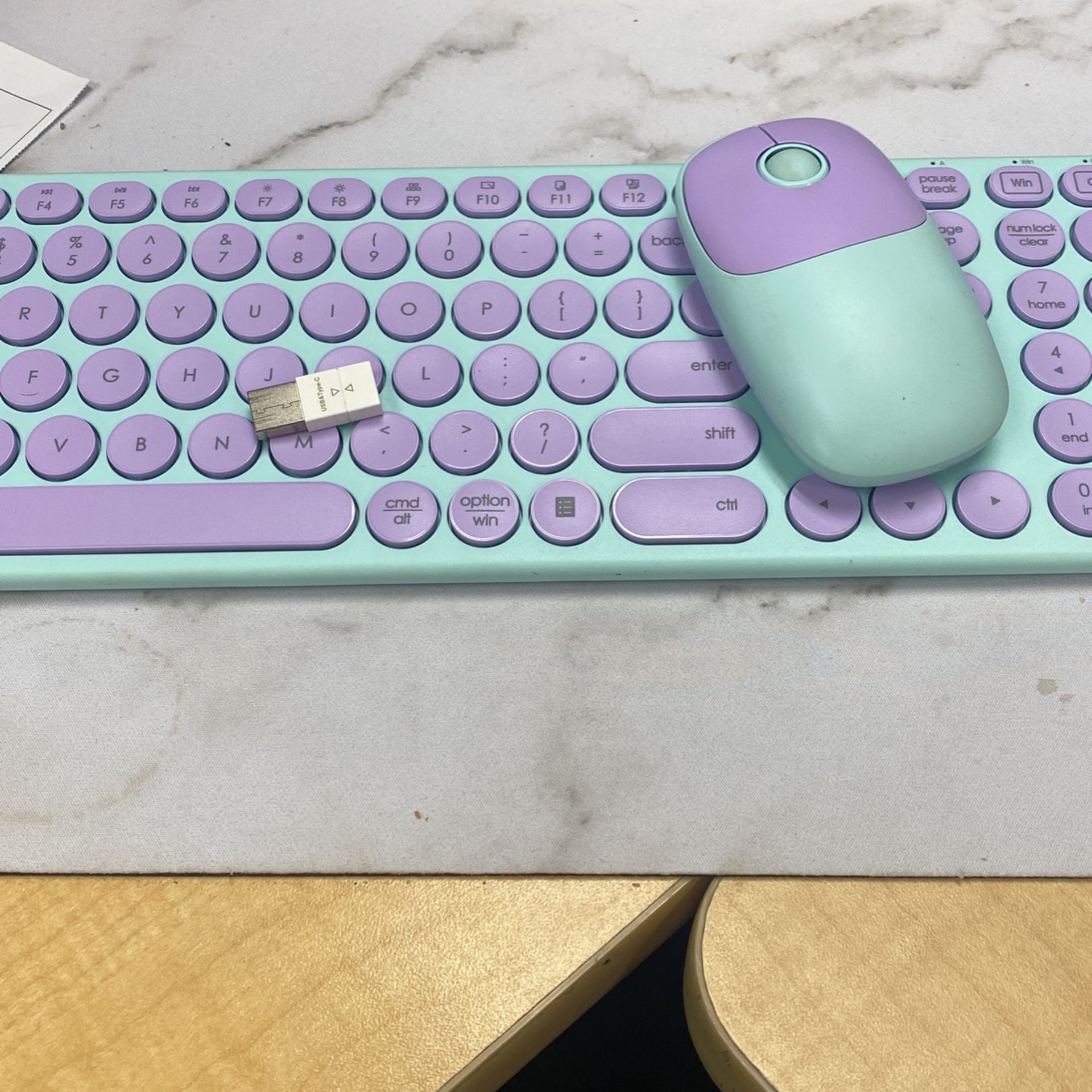 Purple And Teal Wireless Keyboard And Mouse