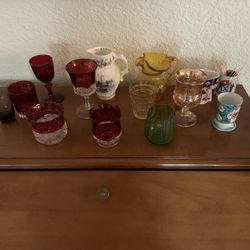 Collection Of Glass Toothpick Holders Period 1920’s - 1940’s 