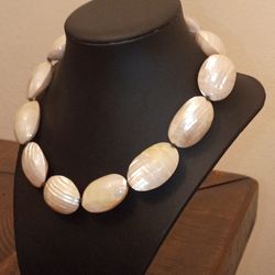 Vintage Sterling Silver & Mother Of Pearl Necklace