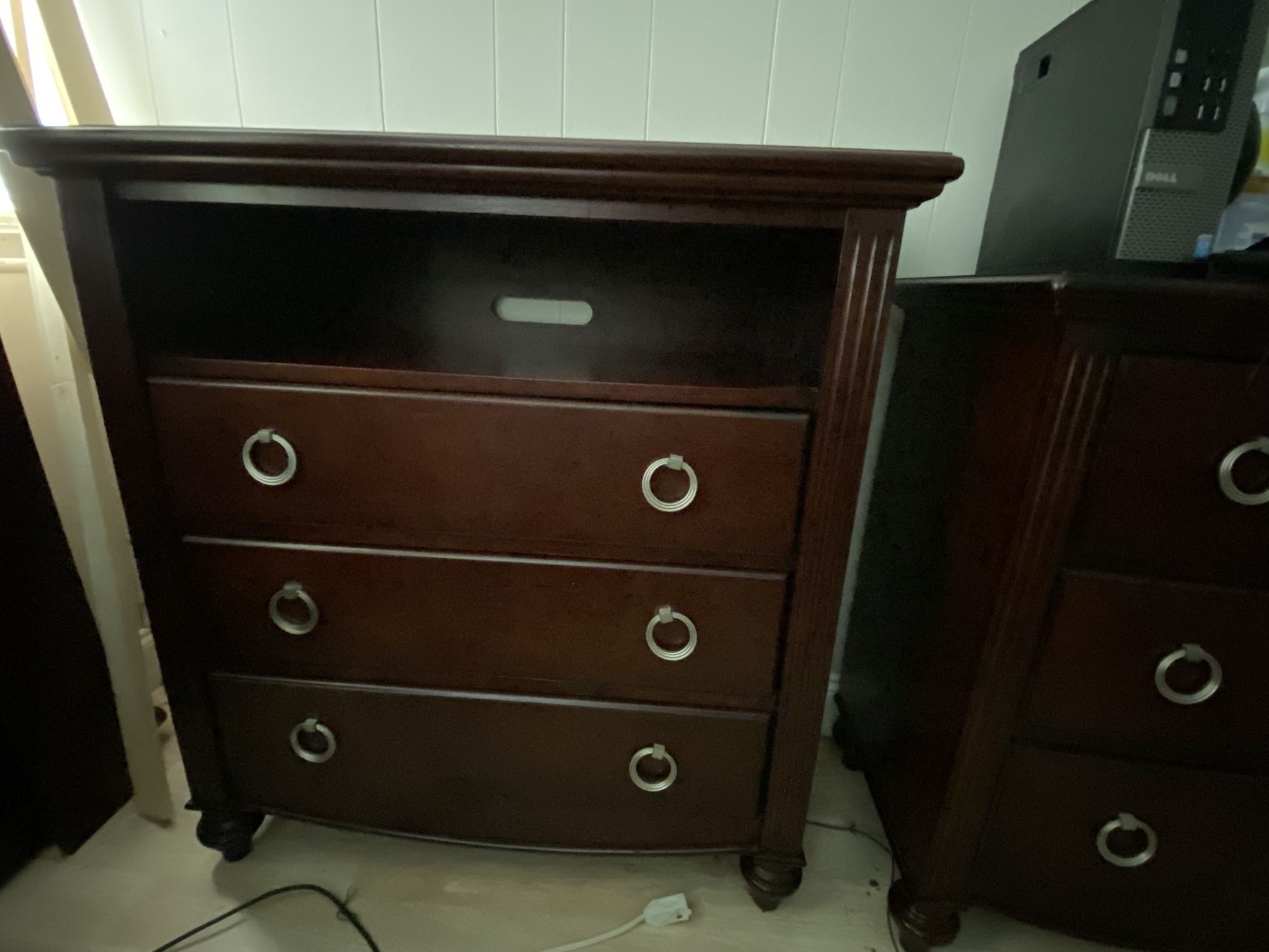 Cherry Brown TV stand with three drawers 3 1/2 foot