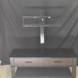 Glass Topped TV Stand With TV Arm