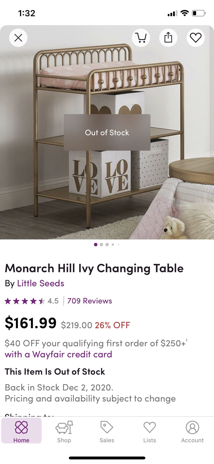 Infant Changing table