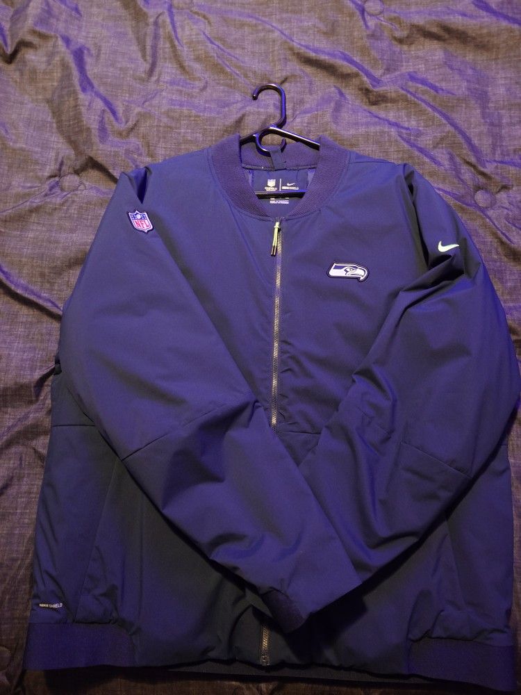 Men's Nike College Navy Seattle Seahawks Sideline Bomber Full-Zip Jacket Men's XXL