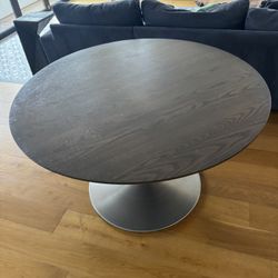 Room and Board 48” Aria Kitchen Table In Walnut Wood Top With Stainless Steel Base