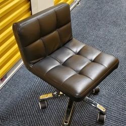 Black Chair, Mid-Back Armless Desk Chair Adjustable Height 360° Rolling Swivel for Home, Office Work, Nail Tech