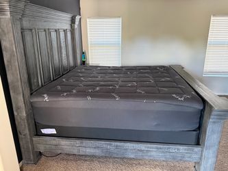 King Bed Frame + Box Springs – Heavy Solid Bedroom Set