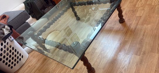 Vintage Glass Top Barley Twist Coffee Table