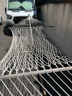 Hammock with stand with white rope