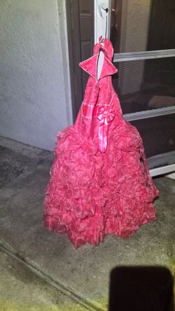 Pink Ruffled Girls Pageant Dress