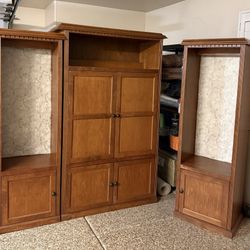 TV / Storage Cabinet With Matching Book Case Side Pieces