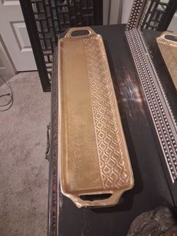 Gold Decorative Serving Tray with Handles